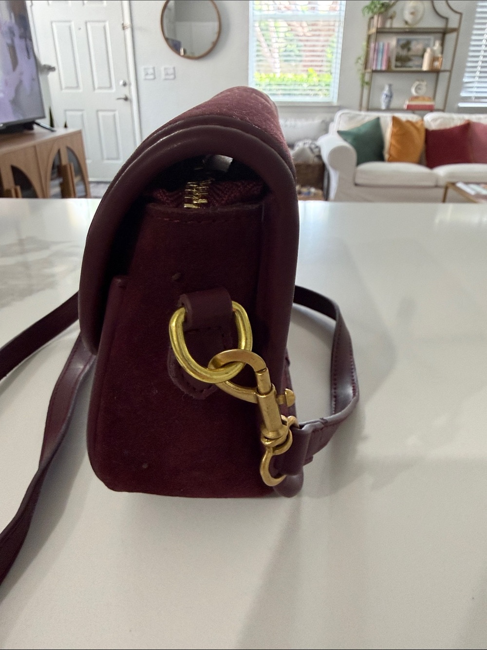 Classic Burgundy Crossbody Saddle Bag - Unbranded - Picture 3 of 8